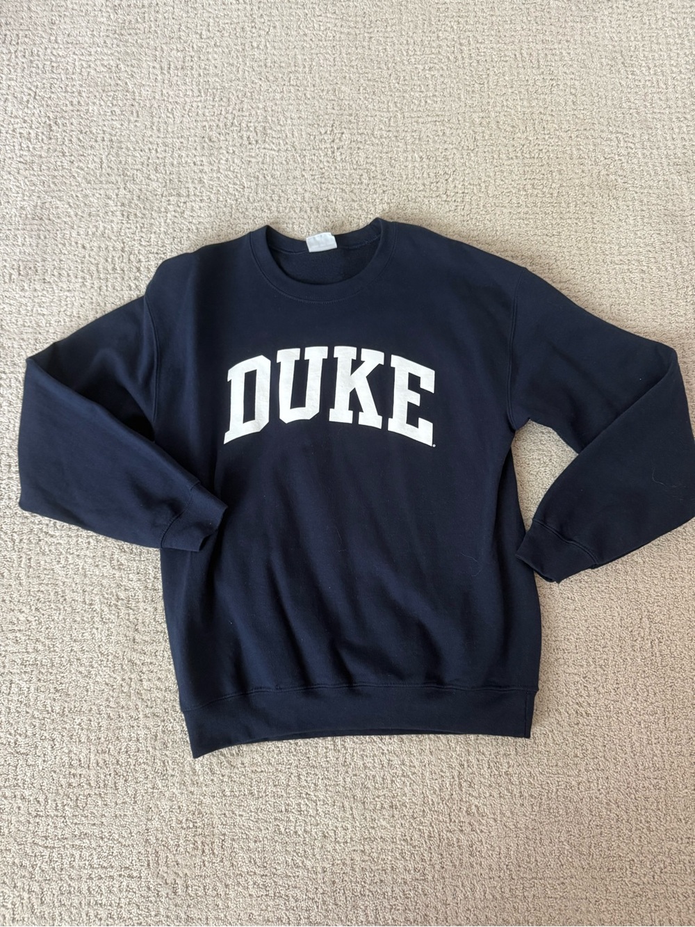 Duke Navy Crew Sweatshirt with White Logo
